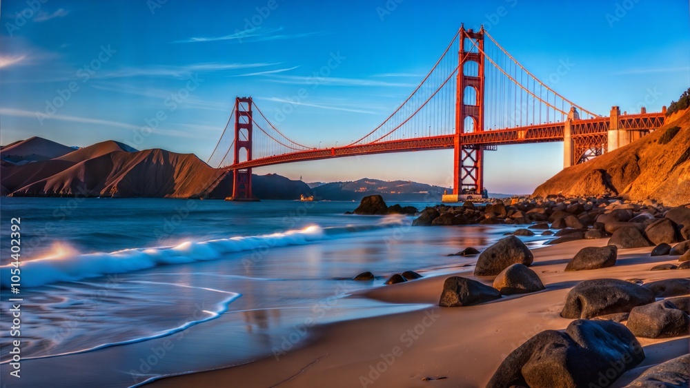 Fototapeta premium Golden Gate Bridge Sunset Coastal Landscape