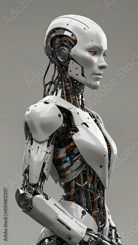 Humanoid robot on white background