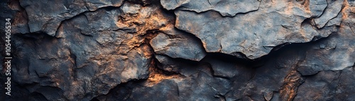 Close-up of Rough, Dark and Orange Rock Formation