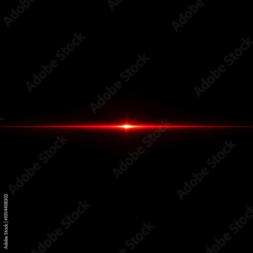 red glowing light effect on black background with lens flare