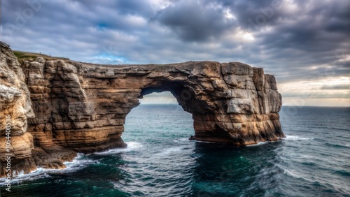 Natural Stone Archway Sea Cliff Ocean Landscape