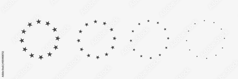 Set of Stars Circles. Frames with varios size stars. Vector illustration Set of Stars Circles. Frames with varios size stars. Vector illustration