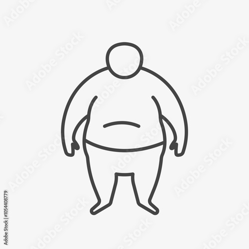 Obesity. Obese Person Line Icon. Vector Illustration on White Background
