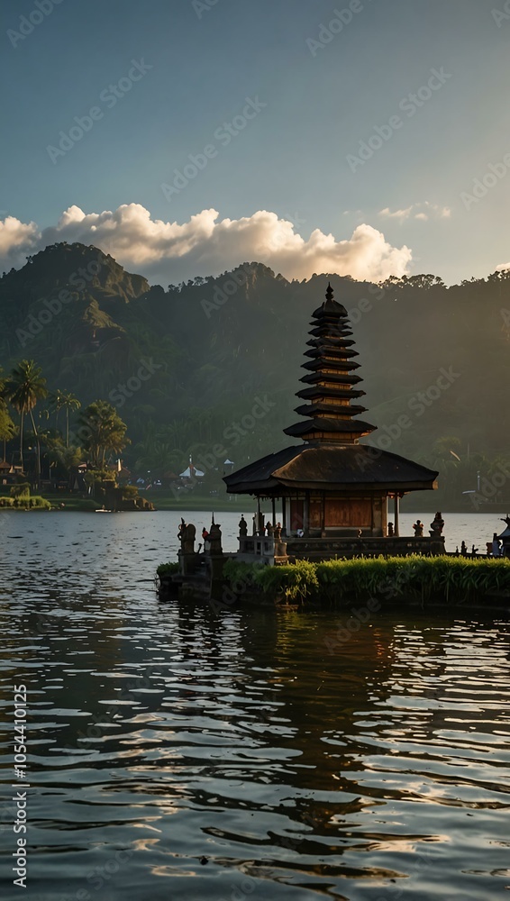 Pura Ulun Danu Bratan, a famous Hindu temple in Bali. Pura Ulun Danu Bratan, a famous Hindu temple in Bali.