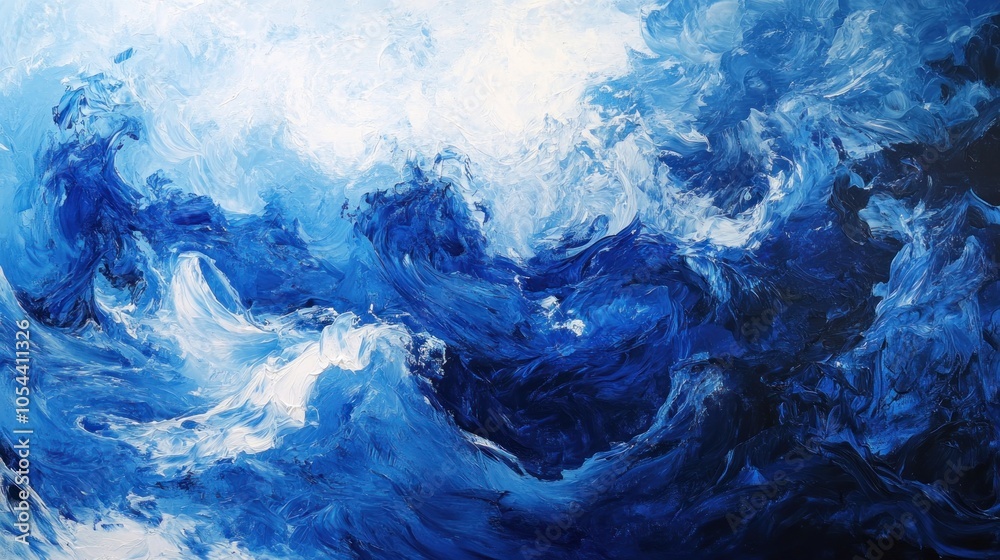 Abstract blue and white swirl pattern resembling a stormy sky or ocean waves. Abstract blue and white swirl pattern resembling a stormy sky or ocean waves.