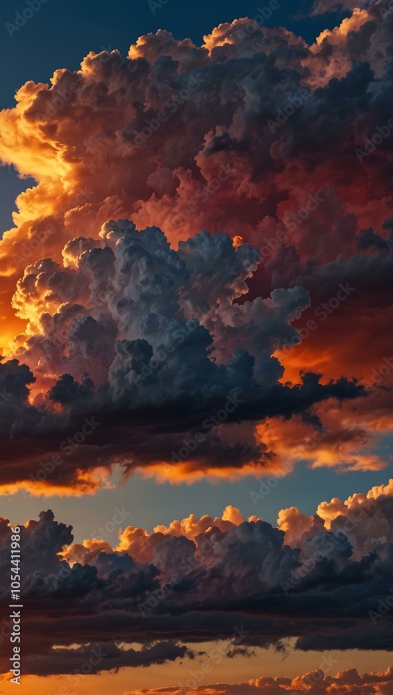 Fototapeta premium Scenic sunset with vibrant colors and clouds.