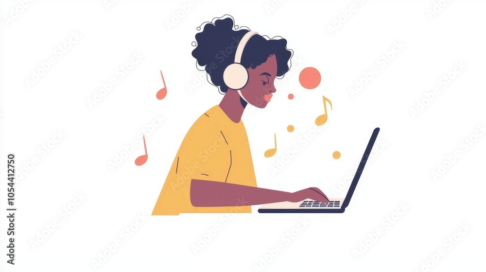 AI in Music Composition Linear minimalistic illustration. AI in Music Composition Linear minimalistic illustration.