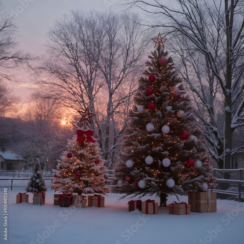 christmas tree in the snow