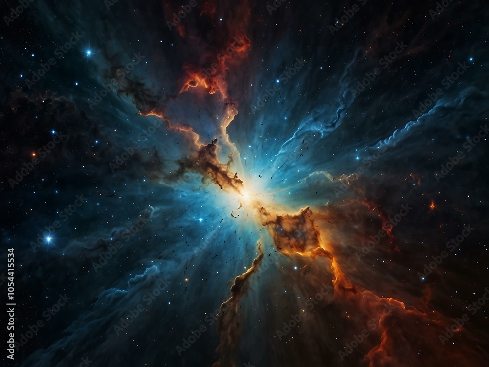 Fototapeta premium Stellar explosion in a nebula.