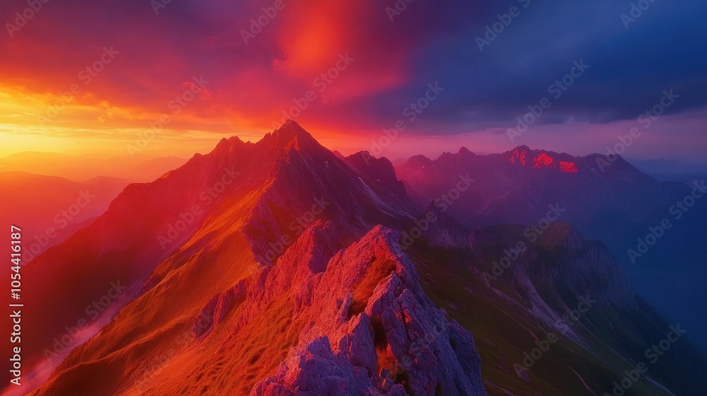 A breathtaking sunset over a mountain range, with vibrant colors painting the sky and peaks. A breathtaking sunset over a mountain range, with vibrant colors painting the sky and peaks.