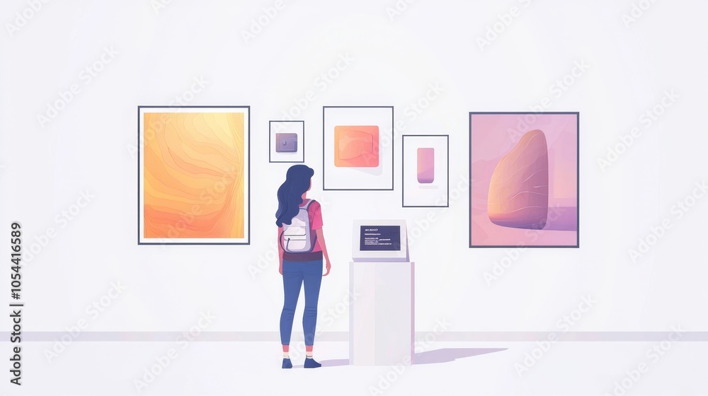 AI Interactive Museum Guides Linear minimalistic illustration. AI Interactive Museum Guides Linear minimalistic illustration.