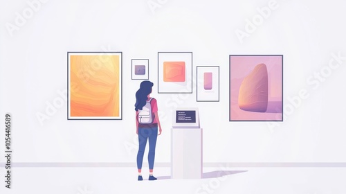 AI Interactive Museum Guides Linear minimalistic illustration.