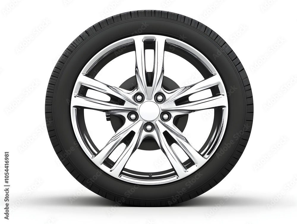 Obraz premium Sleek and Stylish Alloy Wheel with Durable Tire for High Performance Vehicles