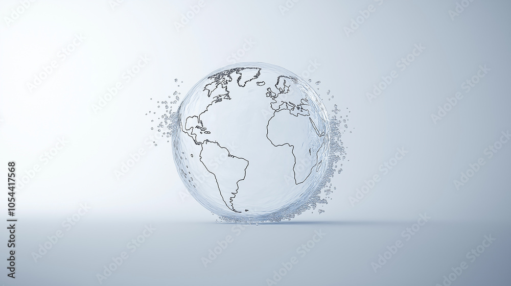 Clear water globe splash symbolizing clean water, environmental purity, earth conservation, freshness, global sustainability, nature, resources, and water preservation awareness. Clear water globe splash symbolizing clean water, environmental purity, earth conservation, freshness, global sustainability, nature, resources, and water preservation awareness.