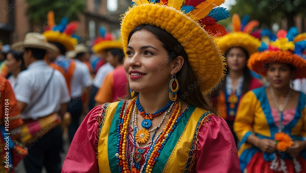 Vibrant Colombian celebration showcasing colorful cultural traditions. Vibrant Colombian celebration showcasing colorful cultural traditions.