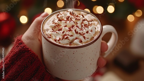 Professional Marketing Photo of a Person Enjoying a Cup of Hot Chocolate Generative AI