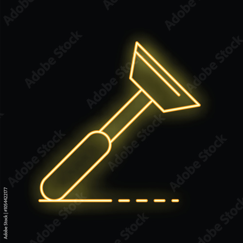Glowing neon line putty knife icon isolated on black background. Spatula illustration. Vector