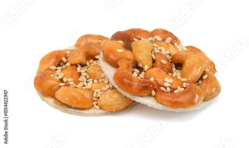 Honey bars with peanuts, sesame and sunflower seeds isolated