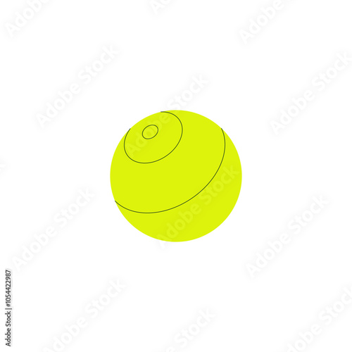 Fitness ball isolated on white background, flat vector illustration symbolizing exercise equipment, gym workouts, and physical fitness.