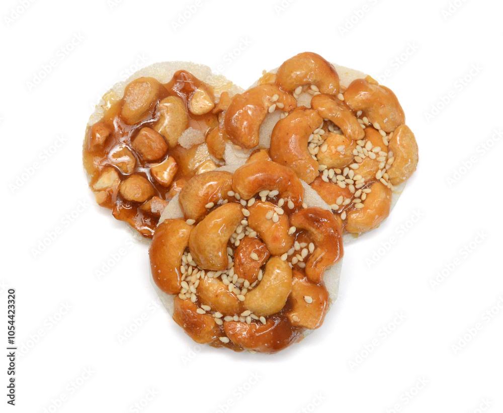 Honey bars with peanuts, sesame and sunflower seeds isolated