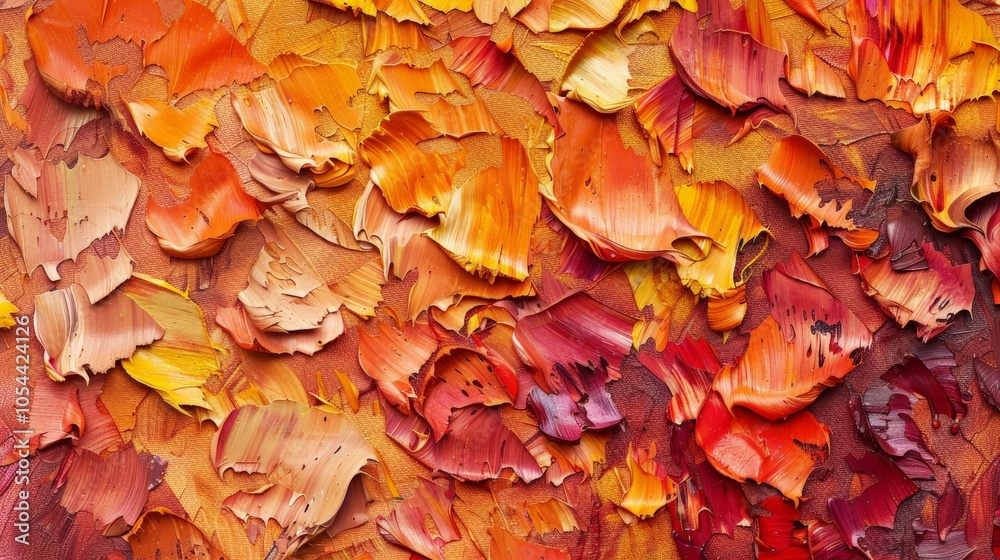 Textured brush strokes in a rich palette of autumn colors on canvas Textured brush strokes in a rich palette of autumn colors on canvas