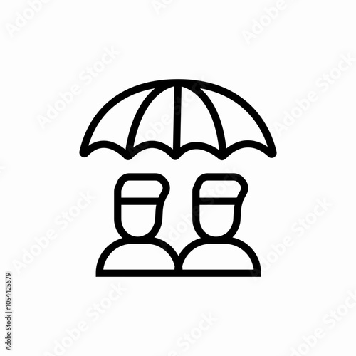 two friends under umbrella icon sign vector