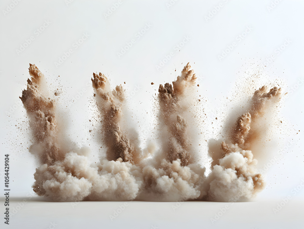 Dramatic Dust Explosion and Smoke Particles in Desert Landscape