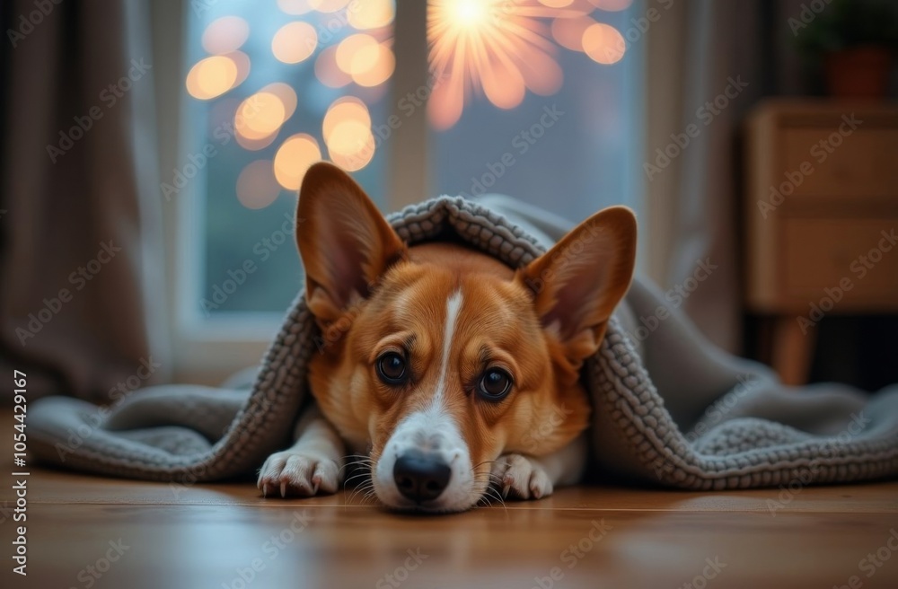 Corgi dog is very afraid of fireworks. He is shaking with fear and crying. Please don't throw firecrackers Corgi dog is very afraid of fireworks. He is shaking with fear and crying. Please don't throw firecrackers