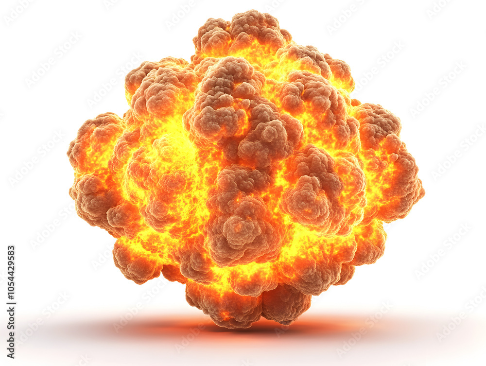 Fiery Explosion with Smoke and Flames in a Chaotic Energy Scene