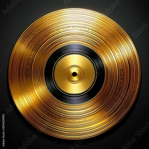 gold record music disc award isolated on black