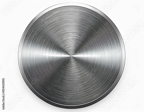 metal radial polished round plate isolated on white