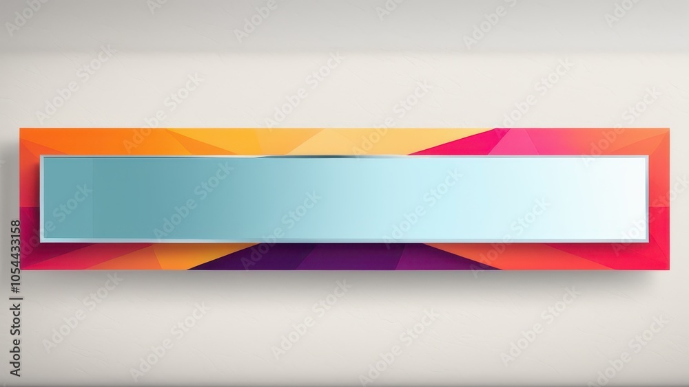 Obraz premium Dynamic YouTube banner background in vibrant colors and layered shapes, providing a central blank rectangle for custom text or logos