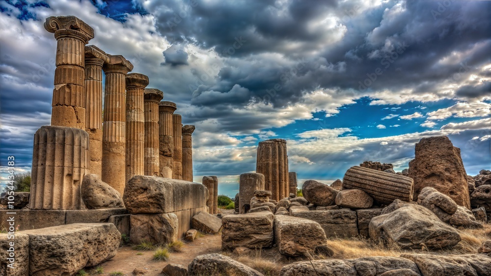 Ancient Ruins Under Dramatic Sky In Sicily Ancient Ruins Under Dramatic Sky In Sicily