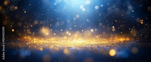 Wallpaper Mural Magical Golden Bokeh Lights on a Deep Blue Background, Blue Christmas Background Torontodigital.ca