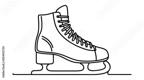 One continuous line illustration of ice skates, isolated on white background.