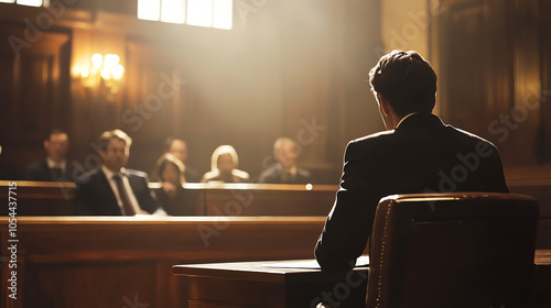 Defense lawyer presenting evidence during a trial, addressing the jury, criminal defense, courtroom drama