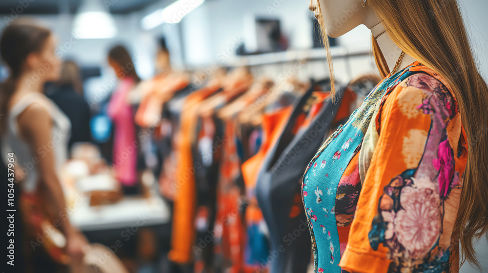 Obraz premium Fashion designer presenting new clothing designs on mannequins, bright and stylish studio, fashion show preparation, creative profession