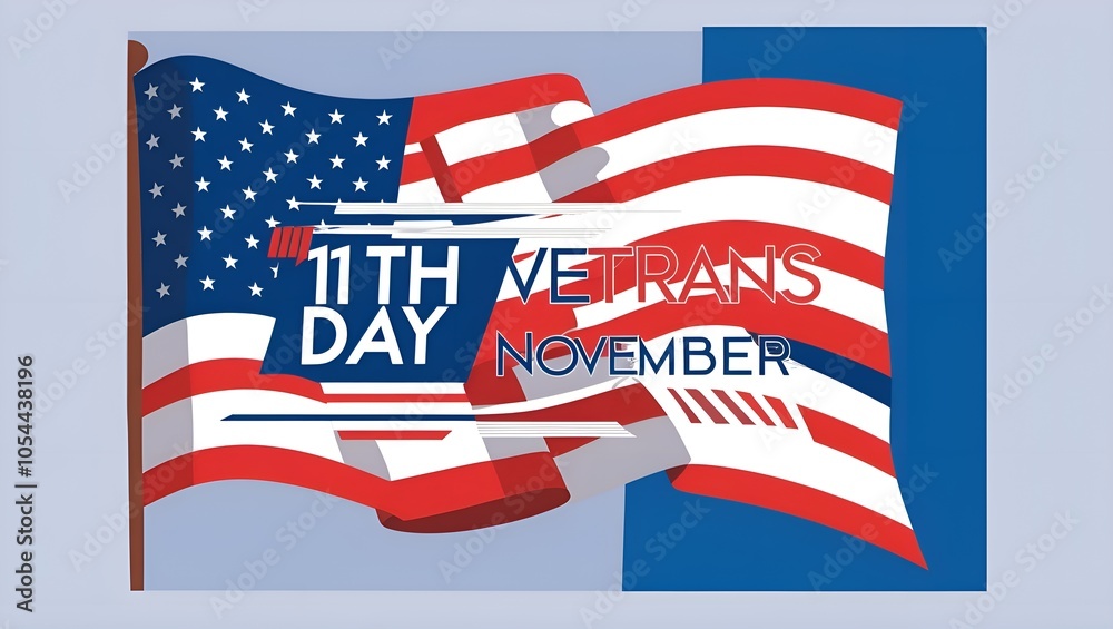 Veterans Day poster. Vector image of Veterans Day with the American flag, November 11 Veterans Day poster. Vector image of Veterans Day with the American flag, November 11