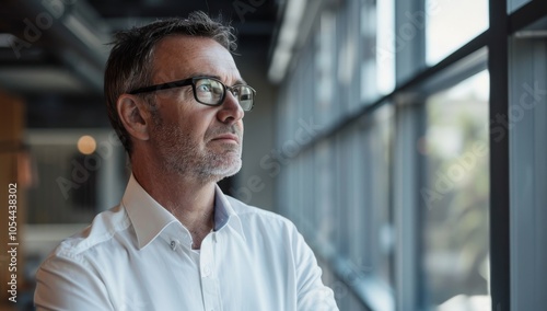 Thoughtful Man in Modern Office