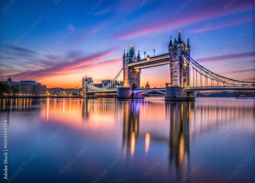 Fototapeta premium London Bridge Silhouette at Dawn with River Reflection