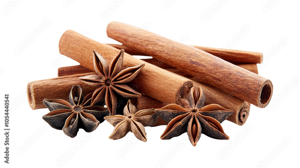 Cinnamon sticks and star anise isolated on a white background Cinnamon sticks and star anise isolated on a white background