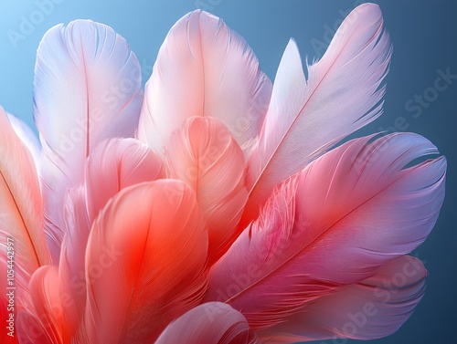 Closeup of Delicate Pink and White Bird Feathers