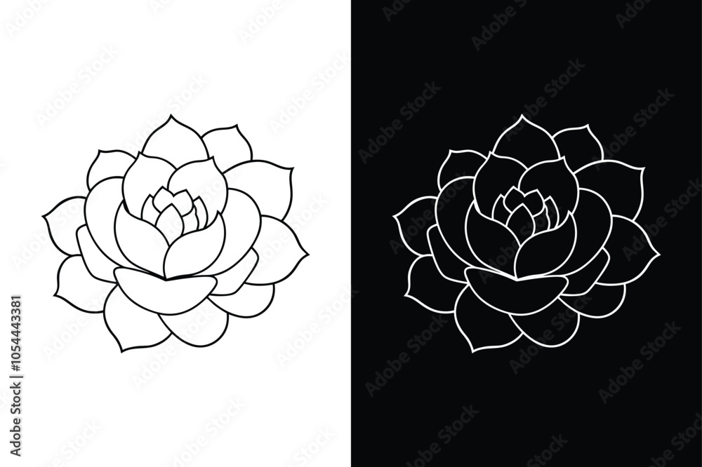Peony flower illustration vector silhouette icon on white background. Peony flower illustration vector silhouette icon on white background.
