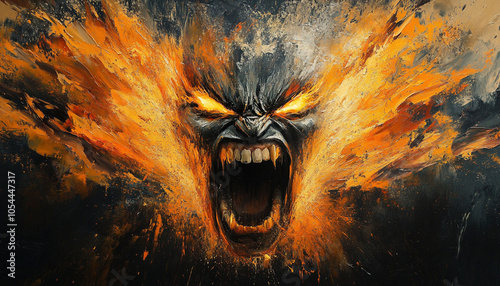 Abstract Portrait of Anger,  Screaming face Art Wallpaper Mental Health Background design