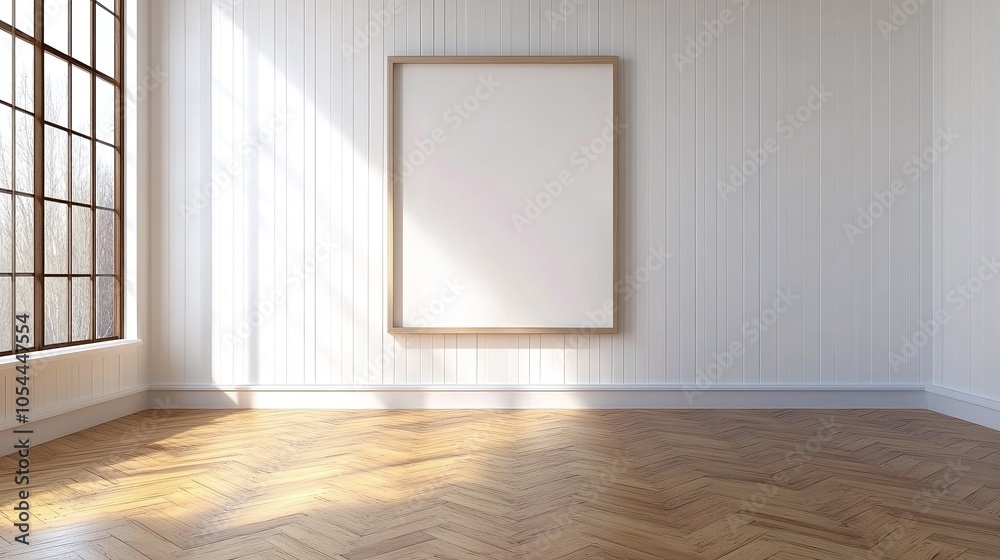 White Frame on Vertical Shiplap Wall: A white frame centered on a shiplap panel wall, enhancing a coastal or cottage-inspired aesthetic with its clean, simple lines. White Frame on Vertical Shiplap Wall: A white frame centered on a shiplap panel wall, enhancing a coastal or cottage-inspired aesthetic with its clean, simple lines.