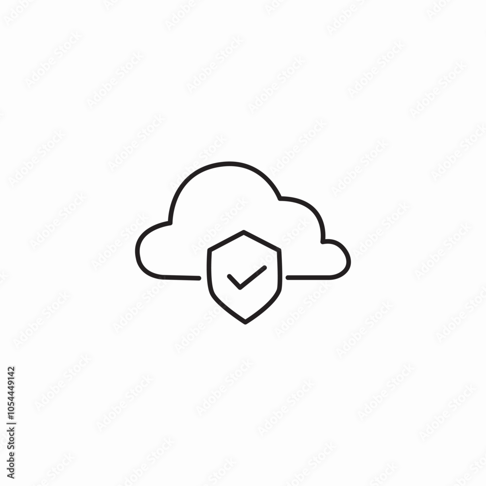 cloud protection check mark icon sign vector cloud protection check mark icon sign vector