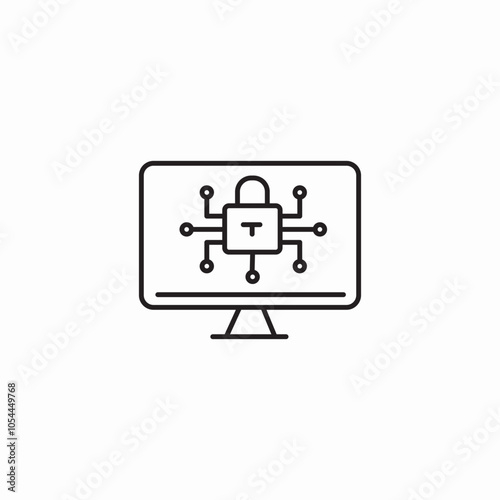 computer cyber lock icon sign vector