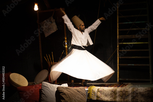 Dancing image of Sufi whirling dervish