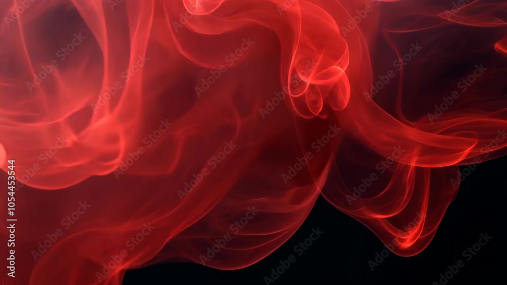 Red smoke billows against a dark background, creating a dramatic and abstract scene
