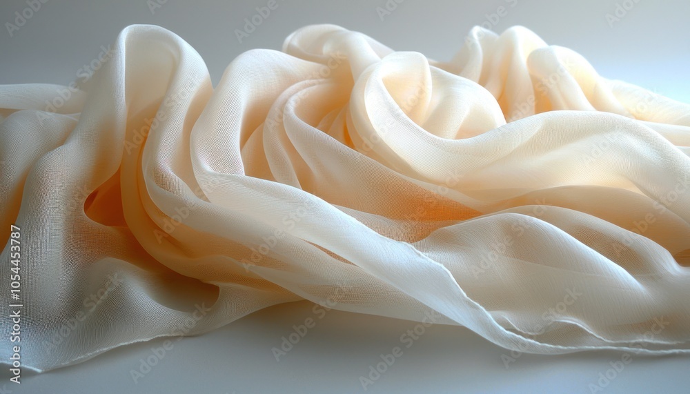 A Delicate Drape of Creamy White Sheer Fabric A Delicate Drape of Creamy White Sheer Fabric